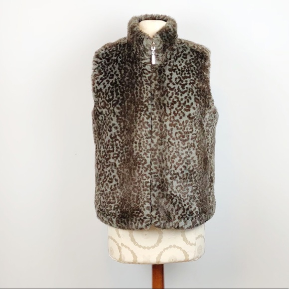 Faux Fur /& Brocade Reversible Vest